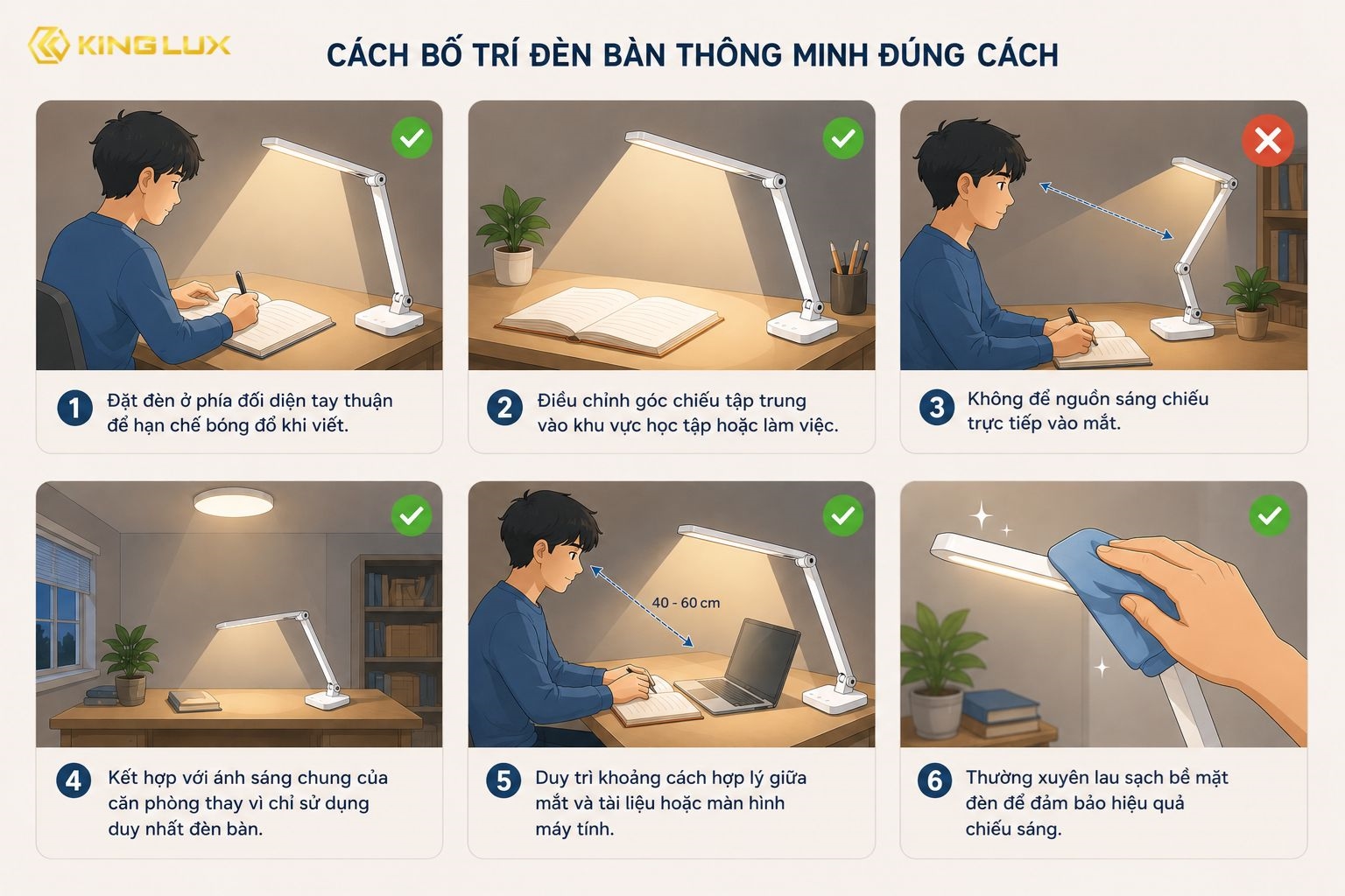 Những lưu ý khi bố trí đèn bàn thông minh