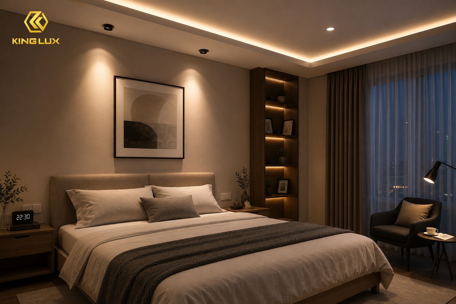 Đèn LED 10W trong không gian phòng ngủ
