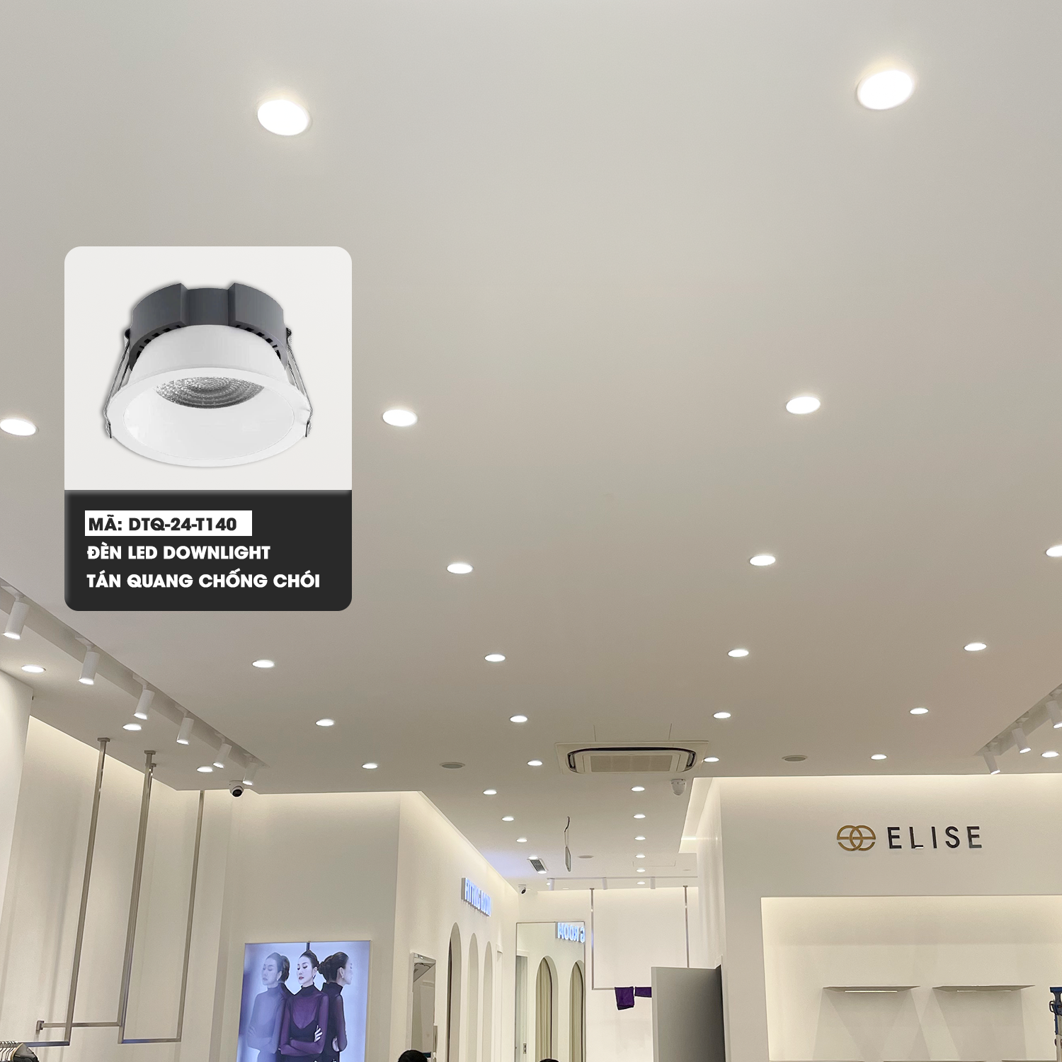 Hiệu ứng ánh sáng đèn downlight tán quang Kinglux chiếu lên trần nhà