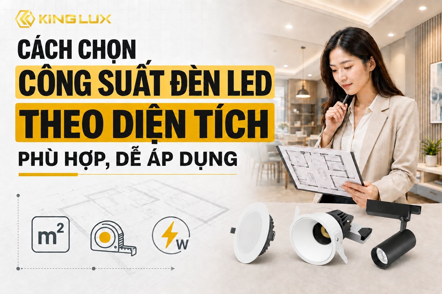 Cách chọn công suất đèn LED theo diện tích phù hợp, dễ áp dụng  