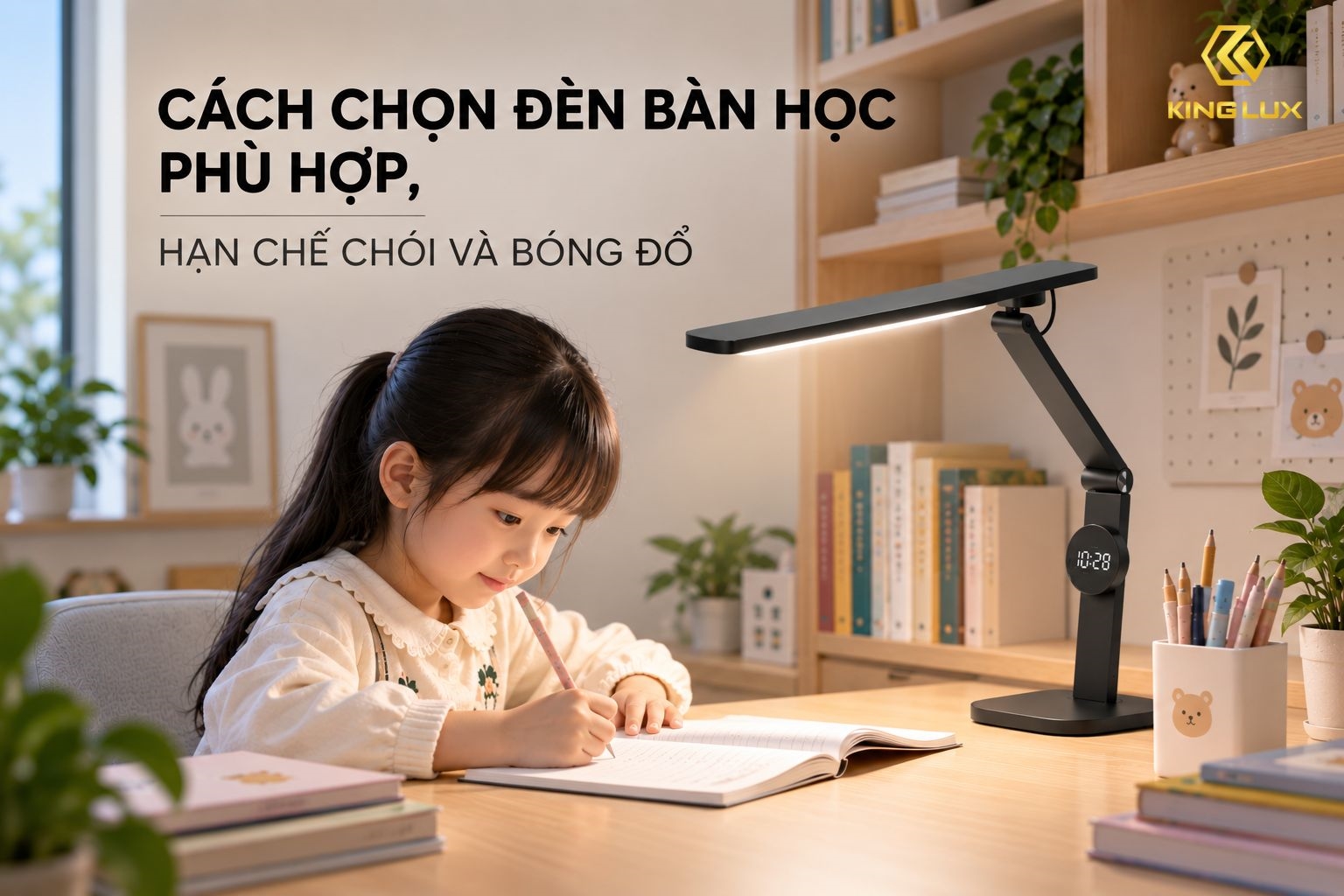 Cách chọn đèn bàn học phù hợp, hạn chế chói và bóng đổ