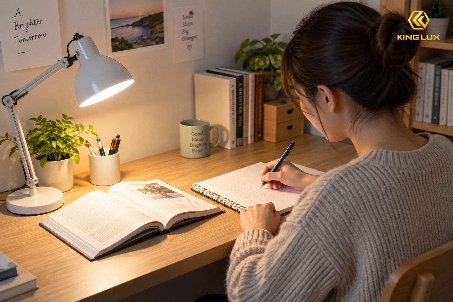 Người thuận tay phải nên đặt đèn ở bên trái