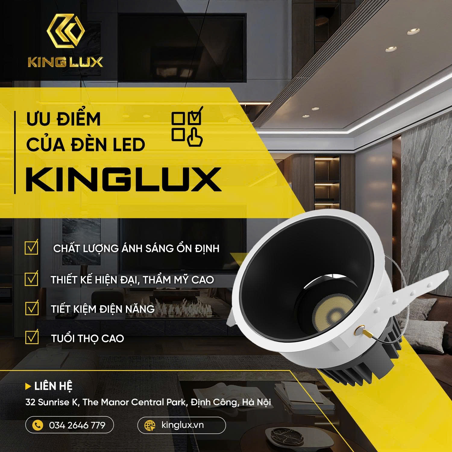 Đèn led kinglux có nhiều ưu điểm nổi bật so với các dòng đèn thông thường khác