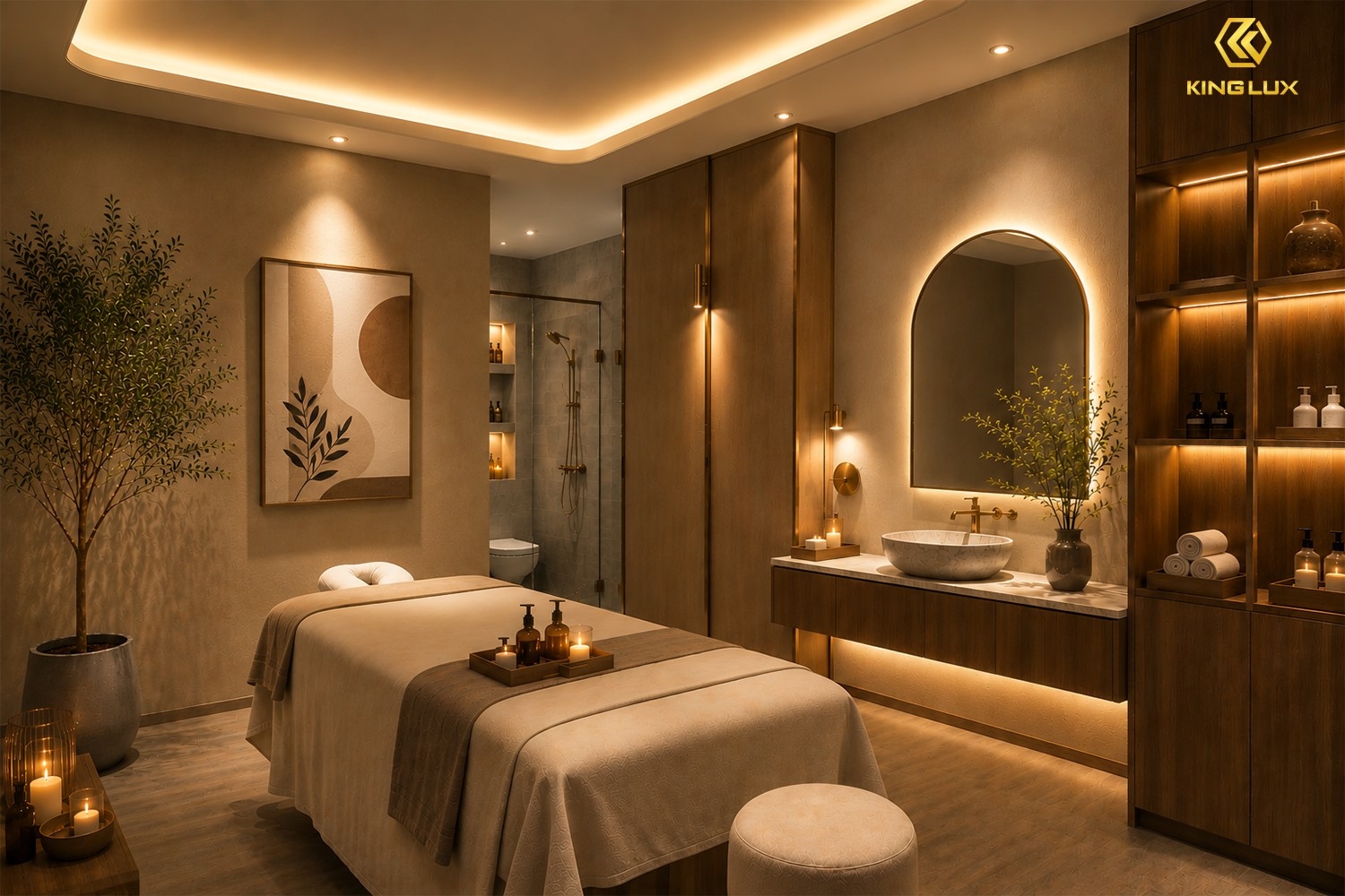 Kết hợp nhiều lớp ánh sáng là nguyên tắc quan trọng trong chiếu sáng spa thư giãn