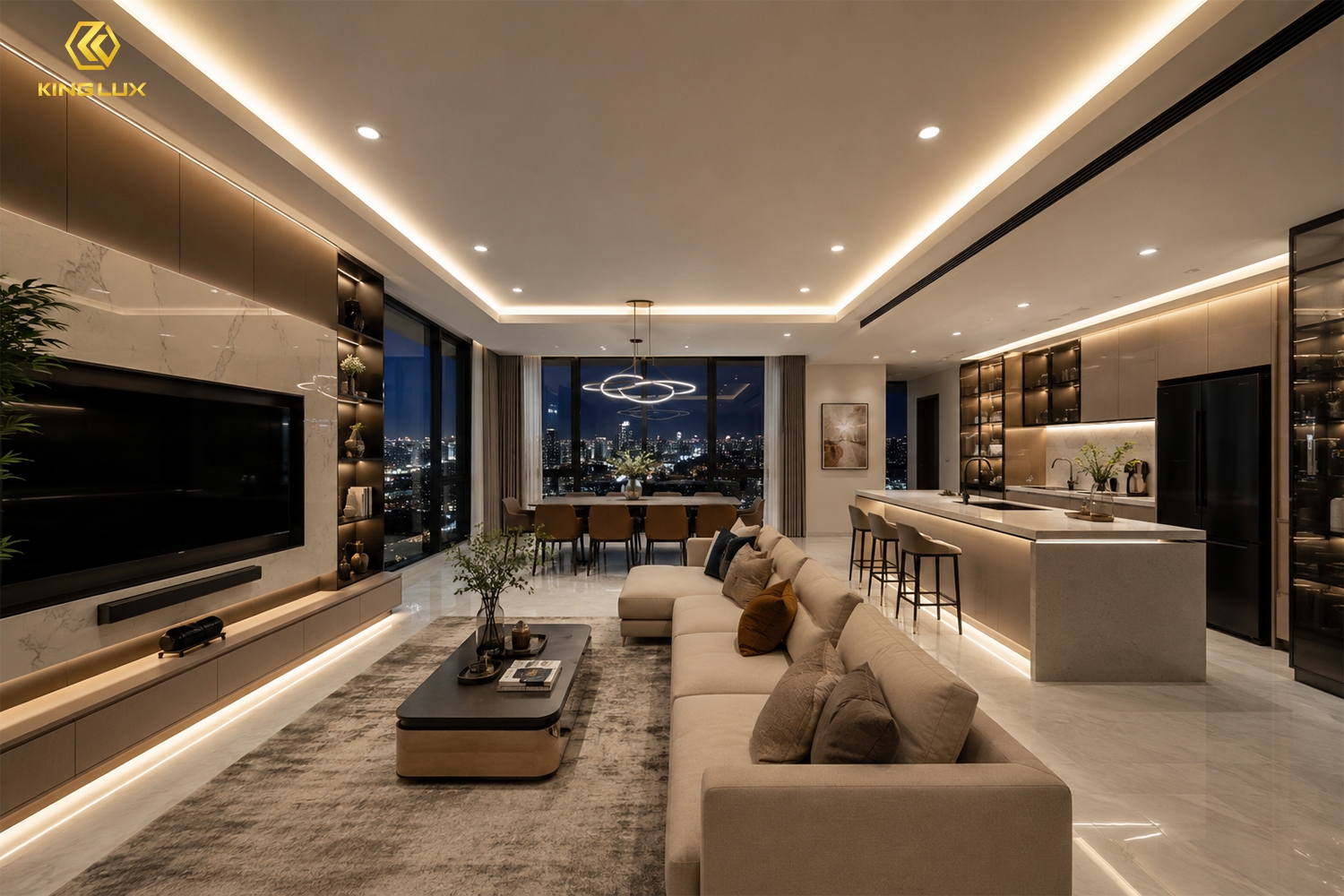 Căn hộ cao cấp được chiếu sáng phù hợp giúp nâng cao trải nghiệm sống