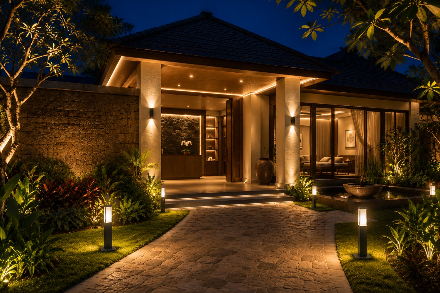 Chiếu sáng khu spa resort ven biển