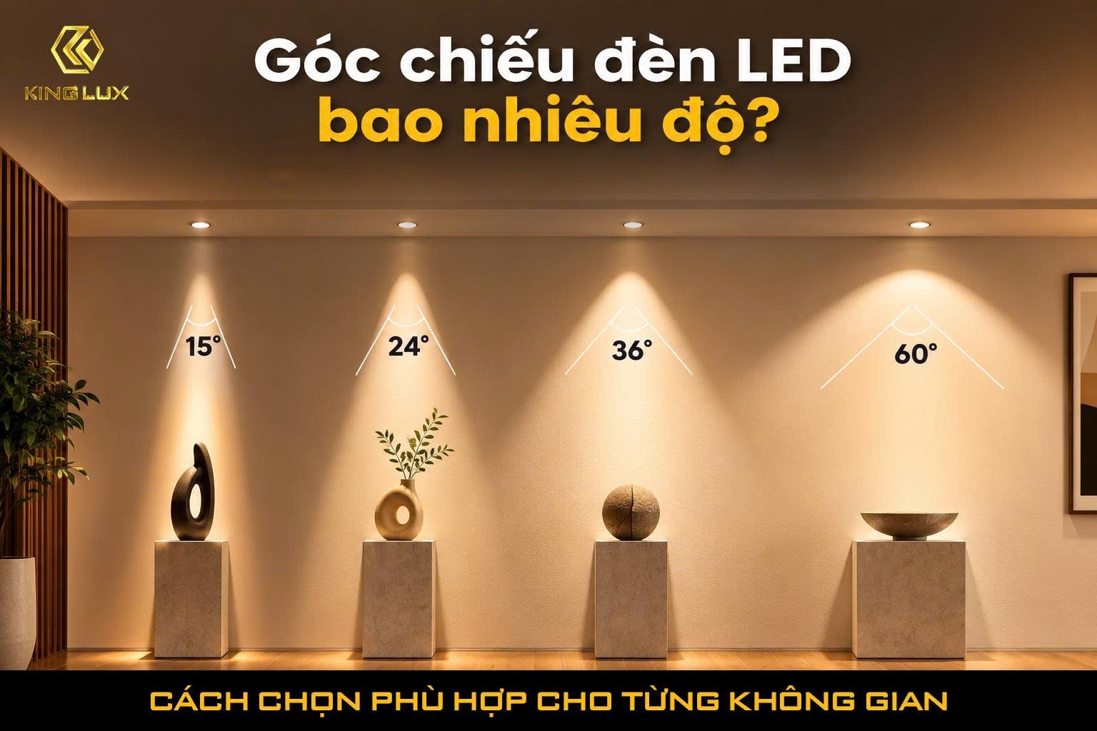 Góc chiếu đèn LED bao nhiêu độ? Cách chọn phù hợp cho từng không gian