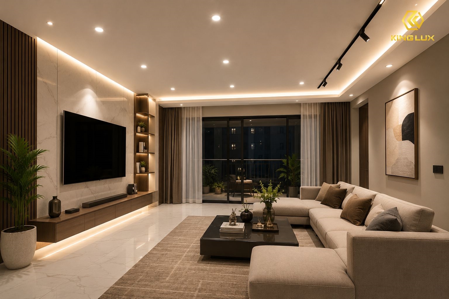 Đèn LED được ứng dụng trong chiếu sáng phòng khách