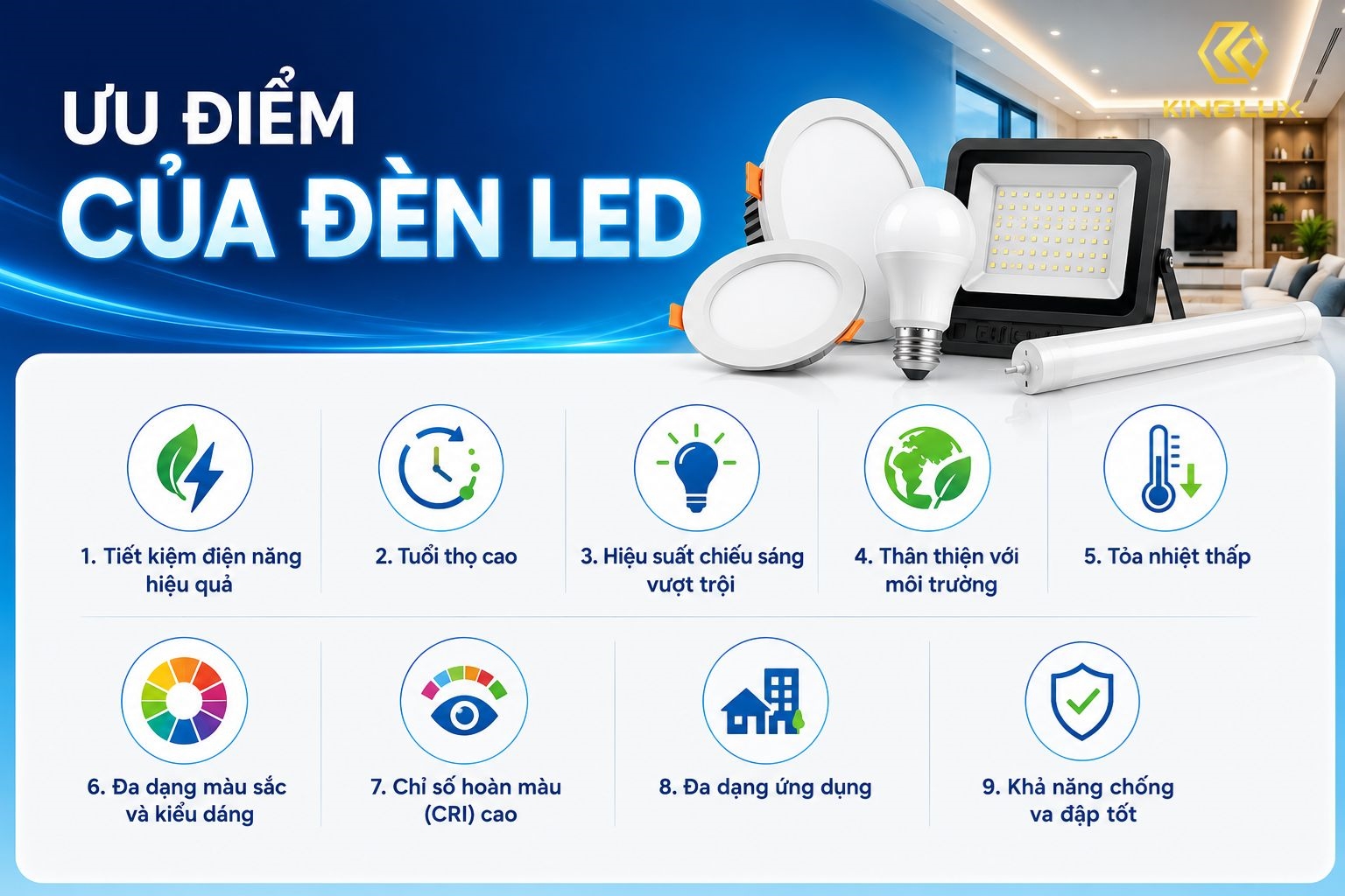 9 ưu điểm nổi bật của đèn LED