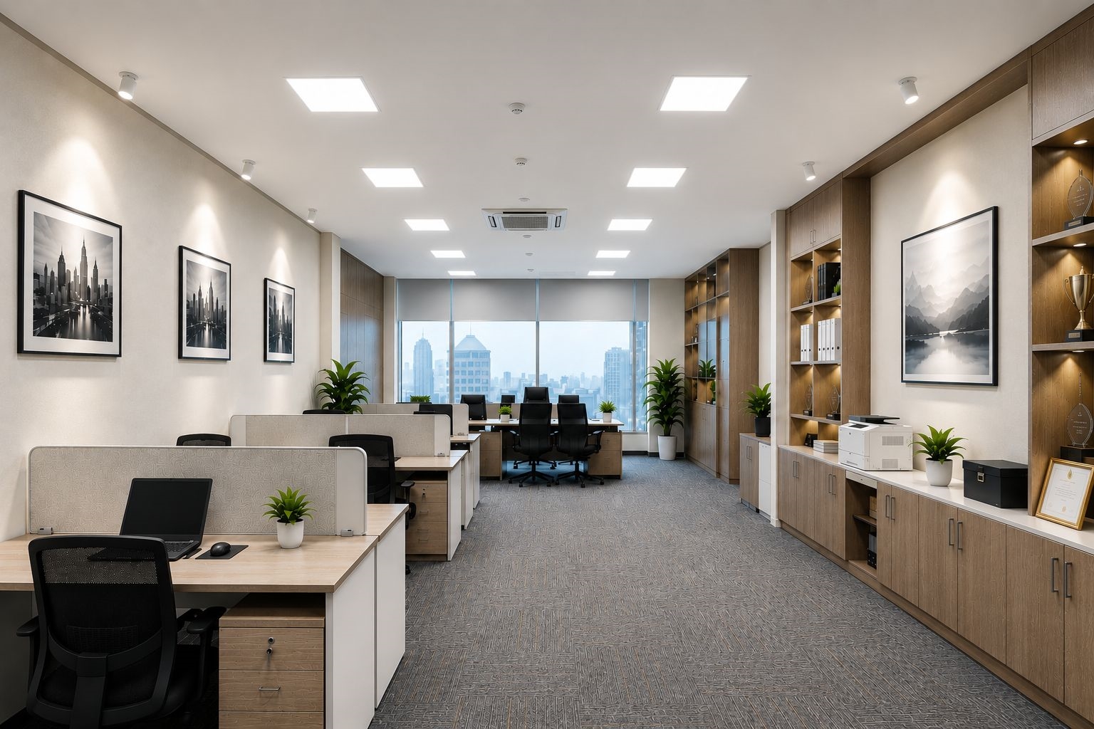 Spotlight âm trần được dùng trong văn phòng để chiếu tranh ảnh