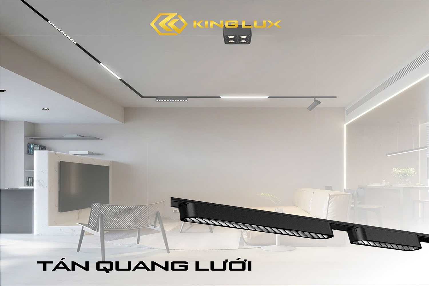 Đèn tán quang lưới gắn ray siêu mỏng