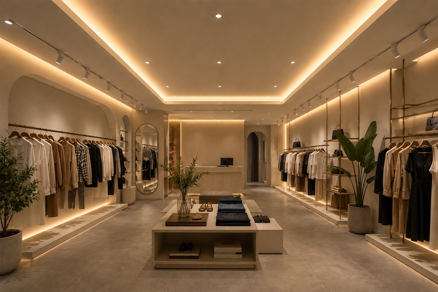 Led dây âm trần được ứng dụng trong showroom thời trang giúp thu hút khách hàng vào sản phẩm