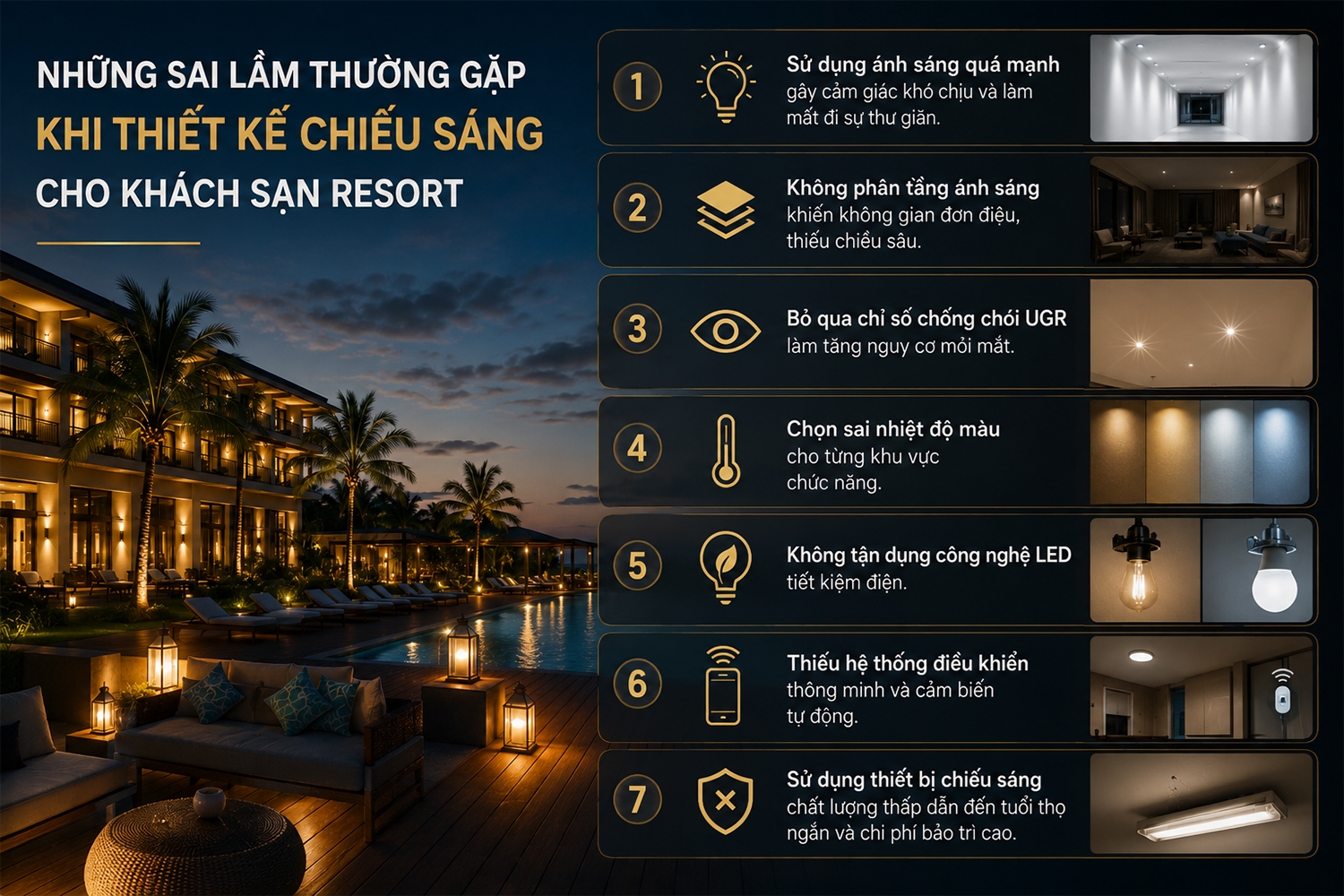 7 sai lầm thường gặp khi thiết kế chiếu sáng cho khách sạn
