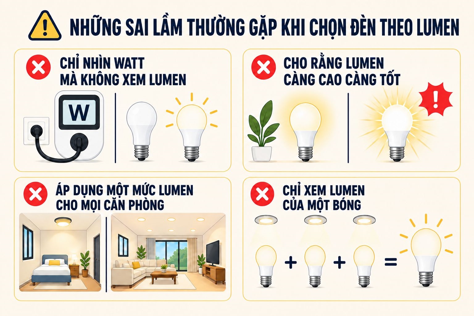 4 sai lầm thường gặp khi chọn đèn theo lumen cần lưu ý