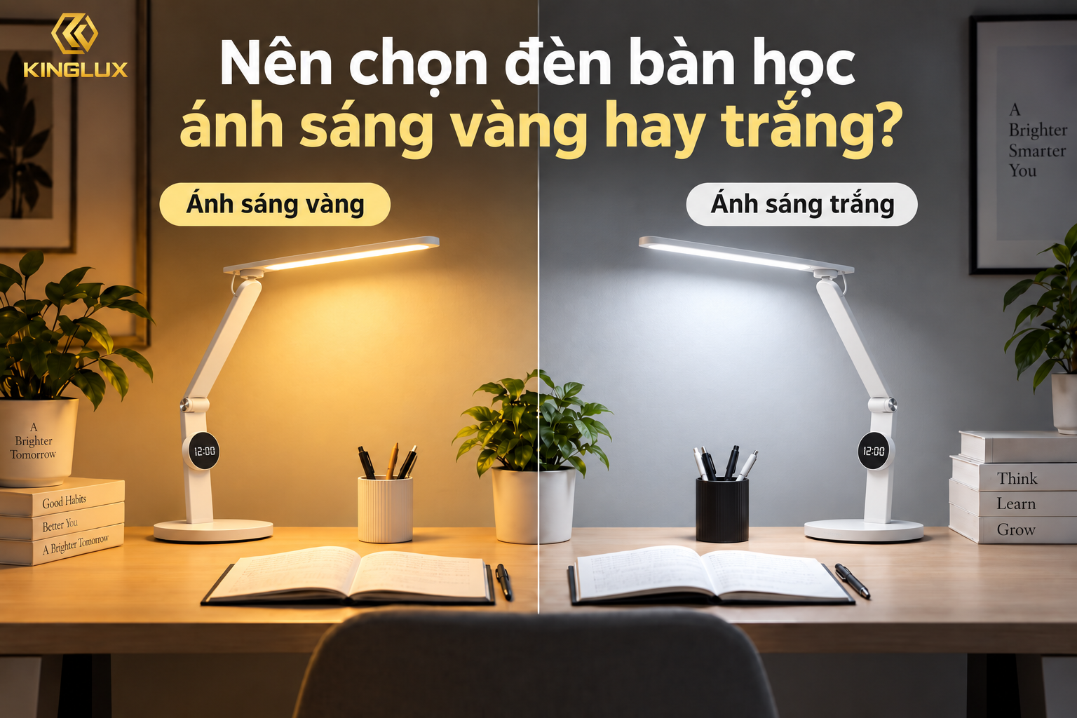 Nên chọn đèn bàn học ánh sáng vàng hay trắng?