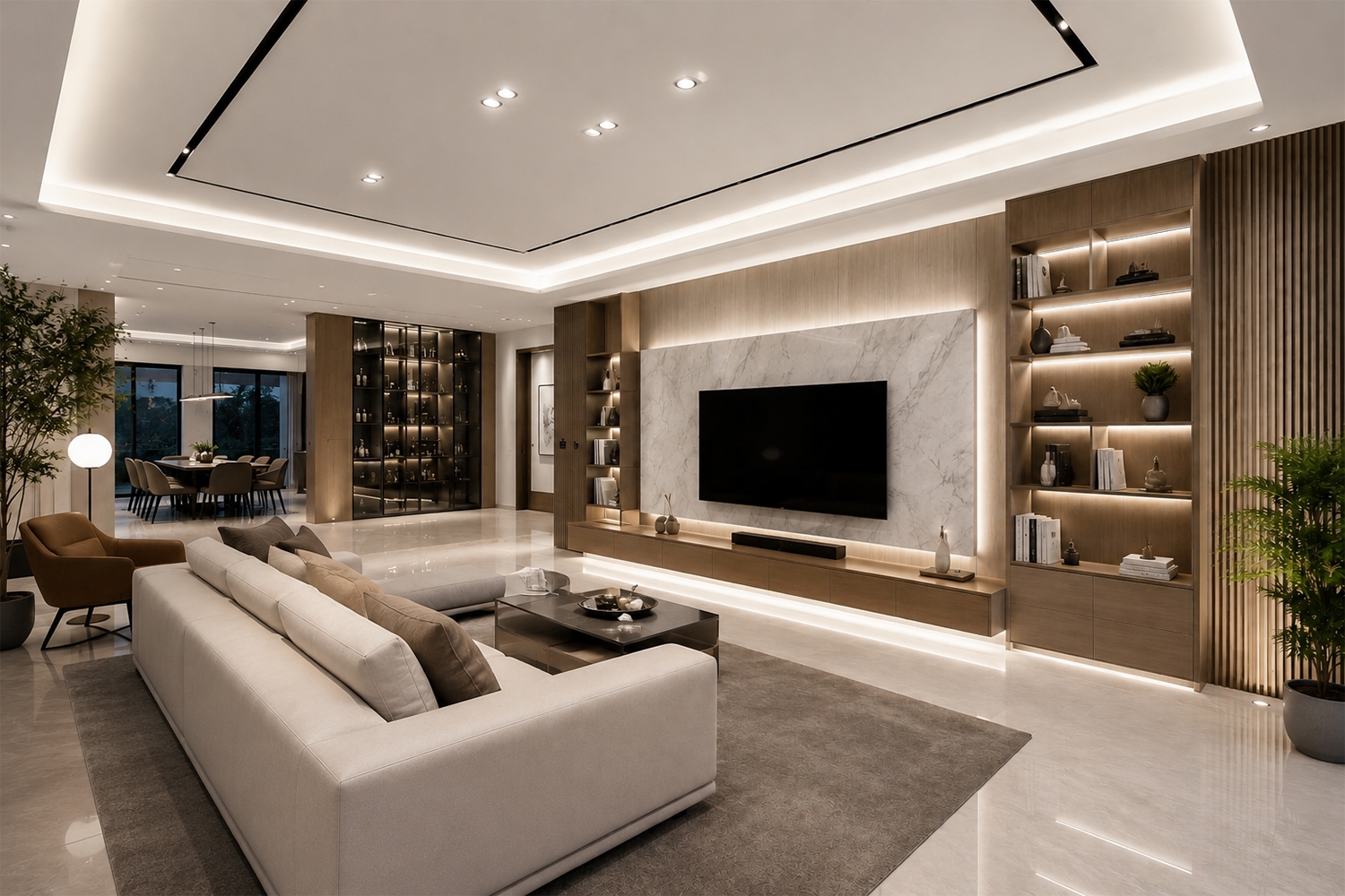 Chiếu sáng nội thất cao cấp bằng cách kết hợp nhiều loại đèn giúp tạo chiều sâu cho không gian