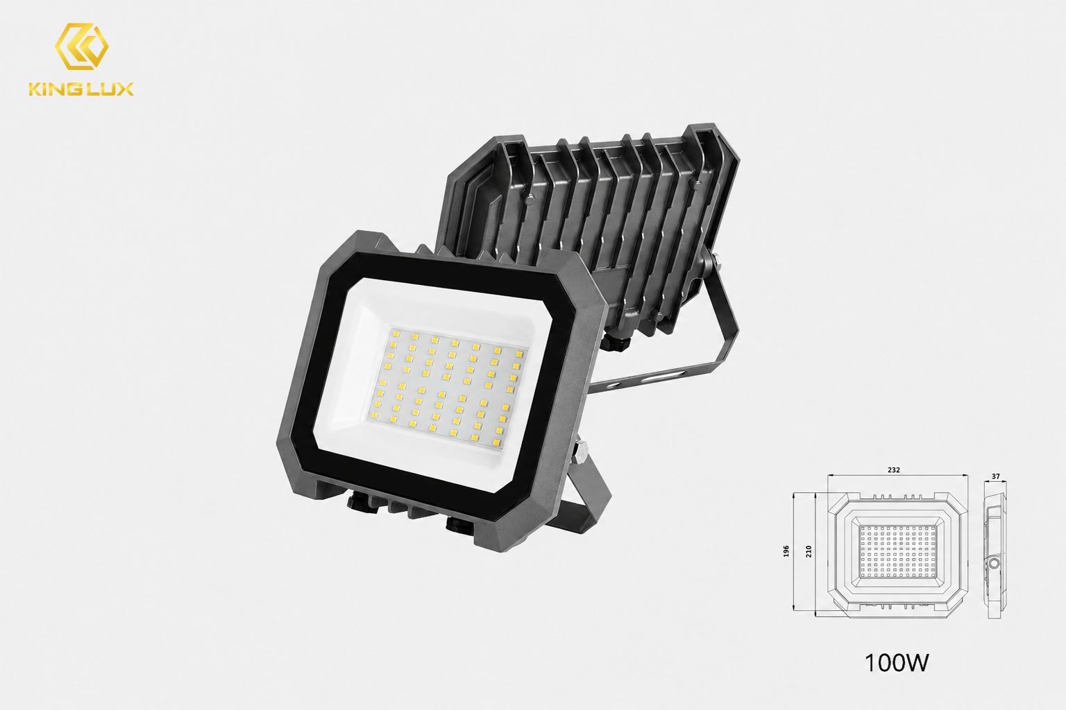 Đèn pha LED 100W phù hợp chiếu sáng cho các công trình quy mô vừa và lớn